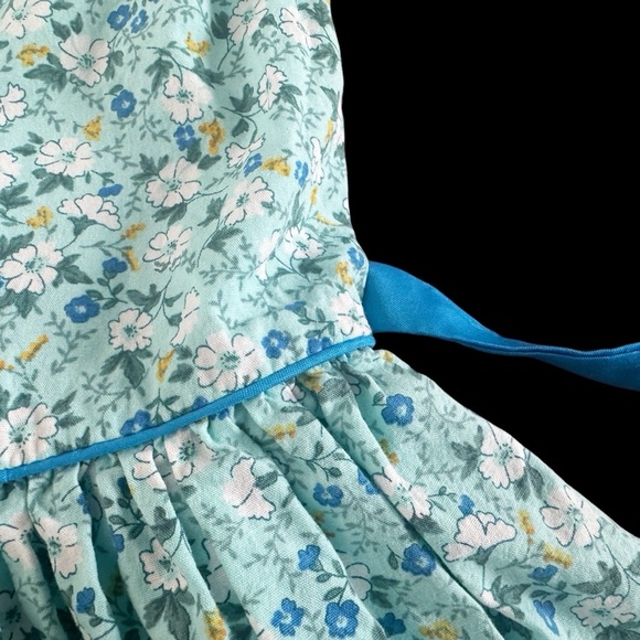 Vintage girls dress spring summer Floral Blue Green Dress sz 6 7 1014 - Picture 4 of 13